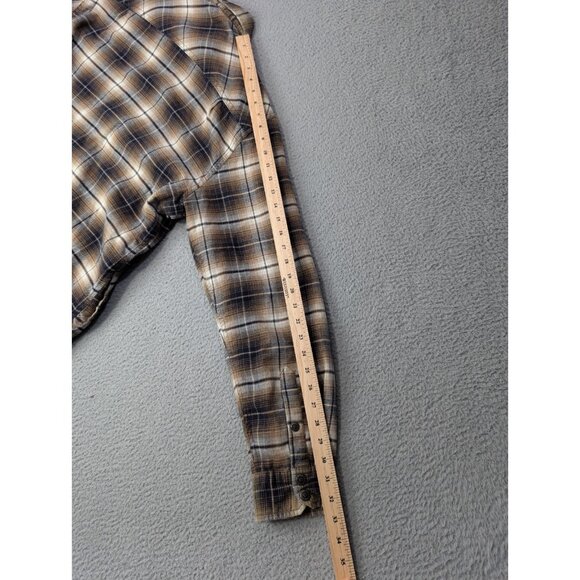 Dakota Grizzly Flannel Shirt Jacket Mens XL Brown Plaid Lined Snap Front Shacket - Picture 8 of 11